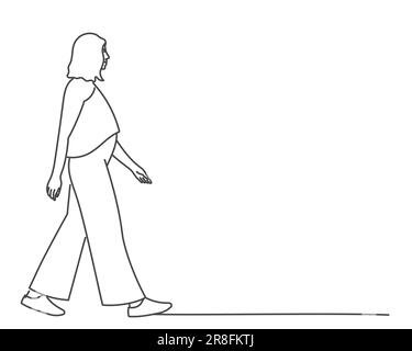 Femme enceinte marchant. Illustration vectorielle dessinée à la main. Illustration de Vecteur