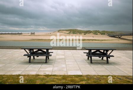 Les sables dorés de Lossiemouth Beach, Morayshire, Écosse, Royaume-Uni Banque D'Images