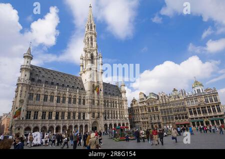 Hôtel de ville, Grand-place, Het Stadhuis, Hôtel de ville, Grote Markt, Place de l'Hôtel de ville, Vieille ville, Bruxelles, Belgique Banque D'Images