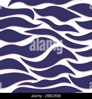 Motif de formes organiques. Motif abstrait sans coutures. Courbes bleues tendance contemporaine de 2023. La groovy façonne l'imprimé élégant pour un style fabuleux Illustration de Vecteur