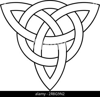 Nœud Trinity avec contour noir. Symbole celtique également connu sous le nom de triquetra. La Triqueta symbolise les trois domaines du corps, de la psyché et de l'esprit. Illustration de Vecteur