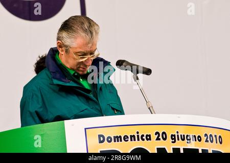 Activé. Umberto Bossi, la Ligue du Nord, Pontida, province de Bergame, Italie Banque D'Images