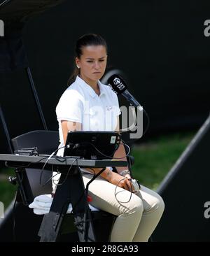 21st juin 2023; Edgbaston Priory Club, Birmingham, Angleterre: Rothesay Classic Birmingham, jour 3; la chaise de l'umpire montres sur le crédit: Action plus Sports Images/Alamy Live News Banque D'Images