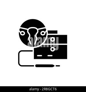 Icône de couleur de la ligne de pathologie cervicale de traitement au laser. Pictogramme de contour pour la page Web, l'application mobile, la promotion. Illustration de Vecteur