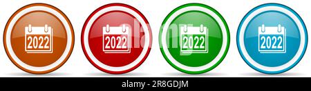 Nouvelle année 2020 icônes brillantes, ensemble de boutons de conception moderne pour les applications Web, Internet et mobiles dans quatre options de couleurs isolées sur fond blanc Banque D'Images