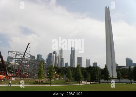 Bâtiments en construction, dauphins, Singapour, Asie Banque D'Images