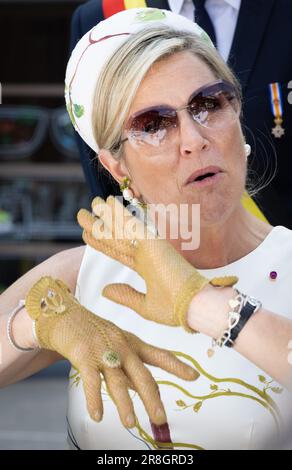 Charleroi, Belgique. 21st juin 2023. La reine Maxima néerlandaise photographiée lors d'une visite à l'Institut St André, le deuxième jour de la visite officielle du couple royal néerlandais en Belgique, à Charleroi, le mercredi 21 juin 2023. BELGA PHOTO BENOIT DOPPAGNE crédit: Belga News Agency/Alay Live News Banque D'Images