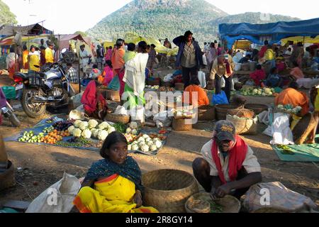 Marché Bisamkatak, Orissa, Inde Banque D'Images