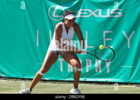 Ilkley, West Yorkshire, 21st juin 2023. Ilkley Lawn tennis & squash Club, Stourton Road, Ilkley, West Yorkshire, 21st juin 2023. Katerina Scott lors de la ITF World tennis Tour W100 Ilkley Match contre Anna Brogan crédit: Touchlinepics/Alay Live News Banque D'Images