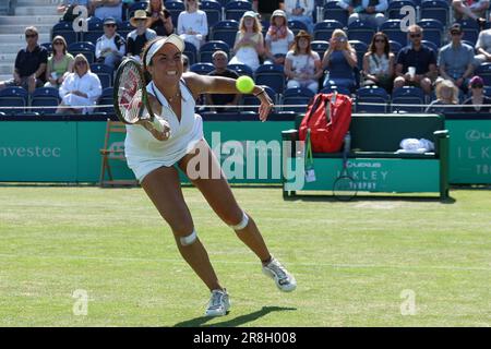 Ilkley, West Yorkshire, 21st juin 2023. Ilkley Lawn tennis & squash Club, Stourton Road, Ilkley, West Yorkshire, 21st juin 2023. Katerina Scott lors de la ITF World tennis Tour W100 Ilkley Match contre Anna Brogan crédit: Touchlinepics/Alay Live News Banque D'Images