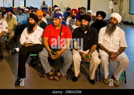 Réunion Panth Time. Communauté sikh. Sikhdharma Gurdwara Singh Sabha Association. Novellara. Province de Reggio Emilia. Italie Banque D'Images