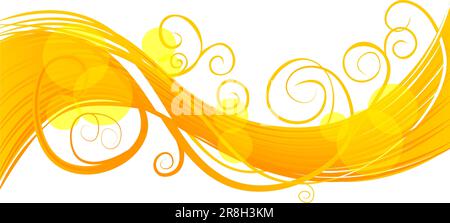 Élément de décoration vague abstrait pour carte de vœux de couleur jaune sur fond transparent Illustration de Vecteur