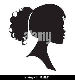 African American Side Silhouette avec cheveux de curly et beau visage et cheveux Illustration de Vecteur