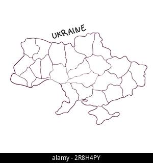 Carte de l'Ukraine dessinée à la main Illustration de Vecteur