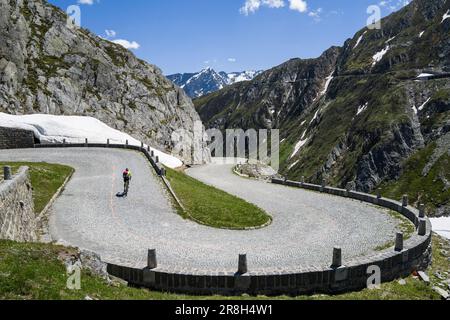 Suisse. Tour de Suisse. Col Gotthard (Tremola) Banque D'Images