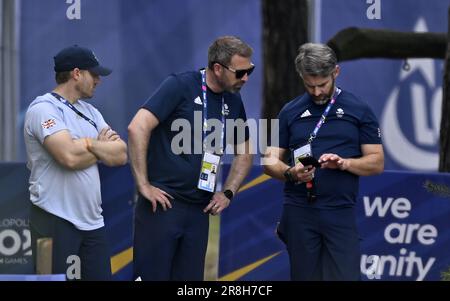 Cracovie, Pologne. 21st juin 2023. Canot Sprint. Jeux européens de 2023. Voie navigable de Kryspinow. Cracovie. Vous n'êtes pas sûr de ce que font ces 3 activités ? Lors de la course de sprint en canoë aux Jeux européens de 2023, Cracovie, Pologne. Credit: Sport en images/Alamy Live News Banque D'Images