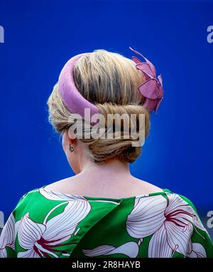 Charleroi, Belgique. 21st juin 2023. Queen Mathilde de Belgique (chef) visite de l'Institut Saint-André à Charleroi, on 21 juin 2023, pour découvrir le mur de bandes dessinées et un atelier de dessin, sur les 2nd d'une visite d'État de 3 jours des pays-Bas en Belgique crédit: Albert Nieboer/pays-Bas OUT/point de vue OUT/dpa/Alay Live News Banque D'Images