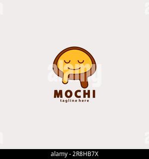 Modèle de conception du logo Mochi Food Illustration de Vecteur