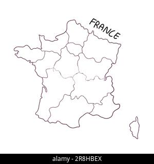 Carte de la France dessinée à la main Illustration de Vecteur