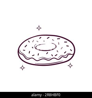 Donut dessiné à la main. Illustration de l'esquisse du vecteur Doodle Illustration de Vecteur