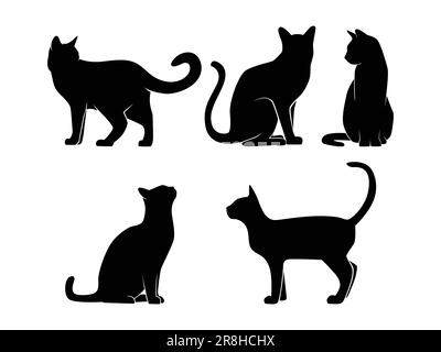 Ensemble de Cats Silhouette isolé sur fond blanc - Illustration vectorielle Illustration de Vecteur