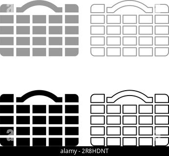 Coffret de rangement pour outils boîte à outils instruments boîte à outils jeu de cellules industrielles matériel boîte à outils ensemble icône gris noir couleur vecteur image d'illustration Illustration de Vecteur