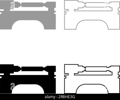 Tour machine à usiner mécanisme industriel appareil fabrication professionnel travail des métaux concept ensemble icône gris noir couleur vecteur illustration Illustration de Vecteur