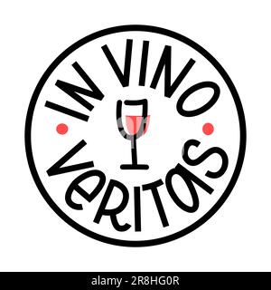 DANS VINO VERITAS expression latine. Texte « vérité dans le vin ». Tampon de logo l'illustration vectorielle indique que dans le vin, il y a la vérité. Imprimé Wine Design Illustration de Vecteur