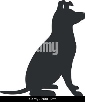 Silhouette de chien assis dessinée à la main Illustration de Vecteur