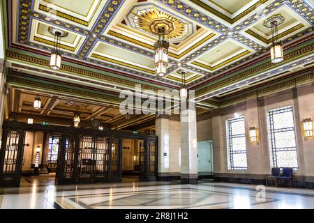 Intérieur des vestibules de style art déco au Freemasons Hall, Londres, Angleterre, Royaume-Uni Banque D'Images