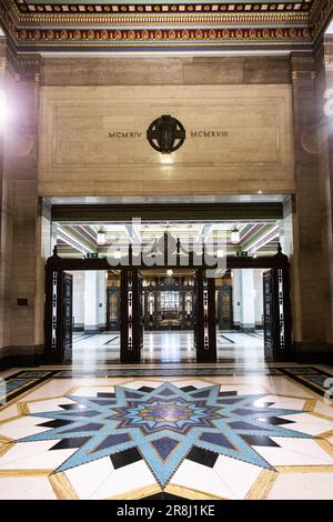 Mosaïque de sol étoilé, intérieur des vestibules de style art déco au Freemasons Hall, Londres, Angleterre, Royaume-Uni Banque D'Images