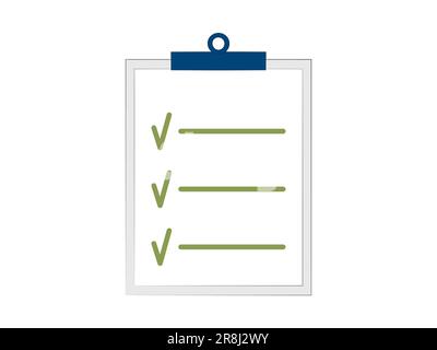 Presse-papiers et coches. Icône Web isolée sur fond blanc. Liste des tâches, étude, concepts d'examen. Illustration de Vecteur