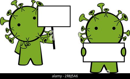 illustration de l'ensemble d'expressions de dessin animé de personnage de coronavirus unique au format vectoriel Illustration de Vecteur