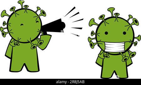 masque coronavirus caractère expressions de dessin animé pack collertion illustration en format vectoriel Illustration de Vecteur