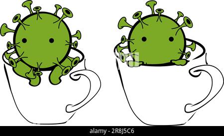 petit personnage de coronavirus expressions de dessin animé pack collertion illustration en format vectoriel Illustration de Vecteur