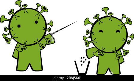 mignon personnage coronavirus expressions de dessin animé pack d'illustration de la colletion au format vectoriel Illustration de Vecteur