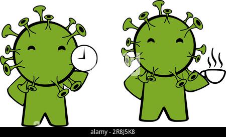 happy coronavirus personnage de dessin animé expressions pack collertion illustration en format vectoriel Illustration de Vecteur