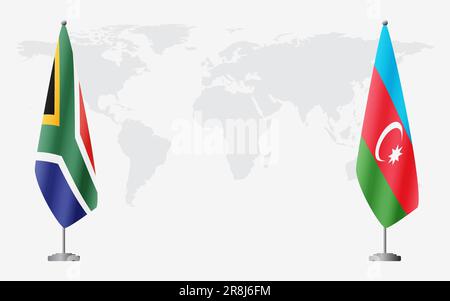 L'Afrique du Sud et l'Azerbaïdjan drapeaux pour une réunion officielle sur fond de carte du monde. Illustration de Vecteur