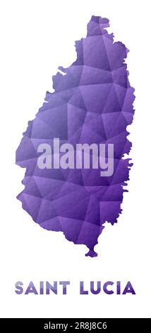 Carte de Sainte-Lucie. Illustration poly basse de l'îlot. Motif géométrique violet. Illustration de vecteur polygonal. Illustration de Vecteur