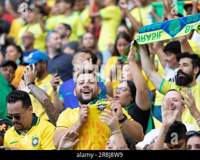 20 juin 2023. Lisbonne, Portugal. Soutiens du Brésil pendant le match international amical entre le Brésil contre le Sénégal crédit: Alexandre de Sousa/Alamy Live News Banque D'Images