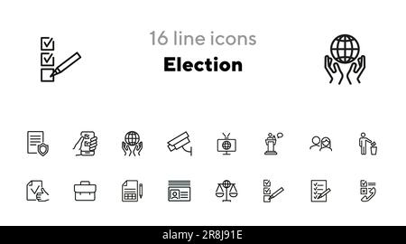 Jeu d'icônes de ligne de sélection Illustration de Vecteur