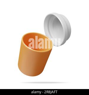 3D flacons de pilules en plastique isolés. Illustration de Vecteur