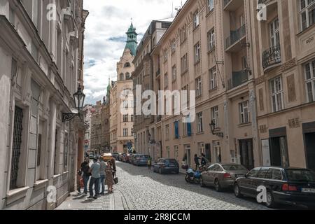 Prague, République Tchèque - 13 mai 2019 : quartier de Josefov, ancien ghetto juif de la ville Banque D'Images