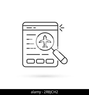 icône de réservation de vol en ligne noire Illustration de Vecteur