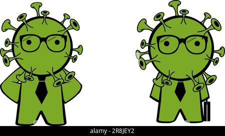 illustration de l'ensemble d'expressions de dessin animé de caractère coronavirus office au format vectoriel Illustration de Vecteur