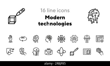 Jeu d'icônes de la ligne des technologies modernes Illustration de Vecteur