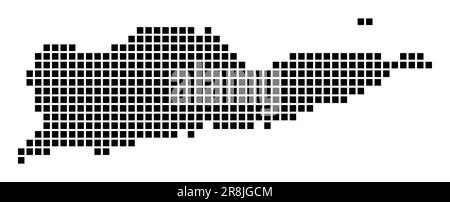 Carte de Sainte Croix. Carte de Sainte Croix en pointillé. Bordures de l'île remplies de rectangles pour votre conception. Illustration vectorielle. Illustration de Vecteur