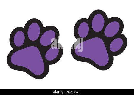 PAW POUR ANIMAUX AVEC BORDURE NOIRE ET REMPLISSAGE VIOLET Illustration de Vecteur
