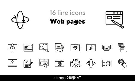 Jeu d'icônes de ligne de pages Web Illustration de Vecteur