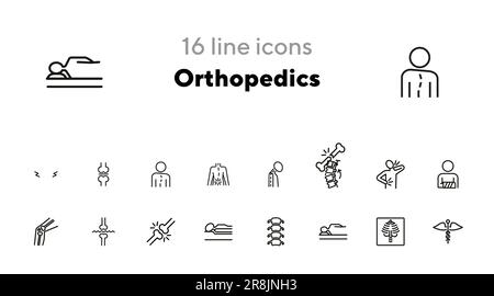 Ensemble d'icônes de ligne orthopédique Illustration de Vecteur
